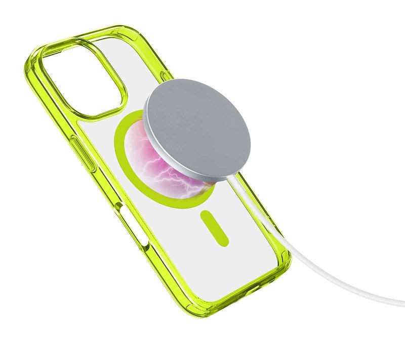 Cellularline Custodia iPhone 16 Pro Max Iconic Magsafe Trasparente / Lime