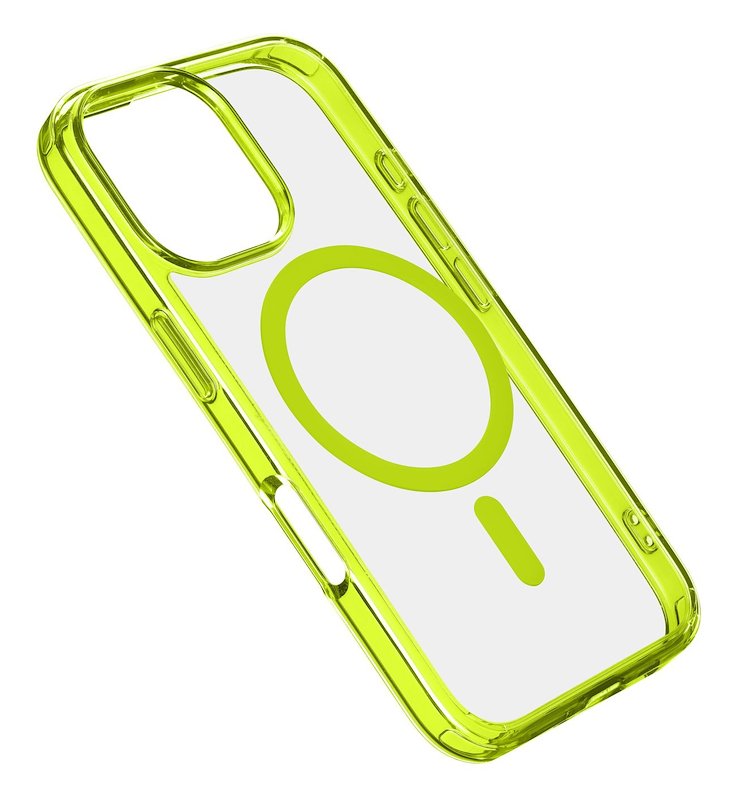 Cellularline Custodia iPhone 16 Pro Max Iconic Magsafe Trasparente / Lime