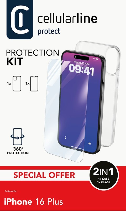 Cellularline Kit di accessori per la protezione di iPhone 16 Plus