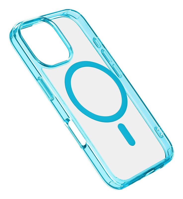 Cellularline Custodia iPhone 16 Pro Iconic Magsafe Trasparente / Azzurro