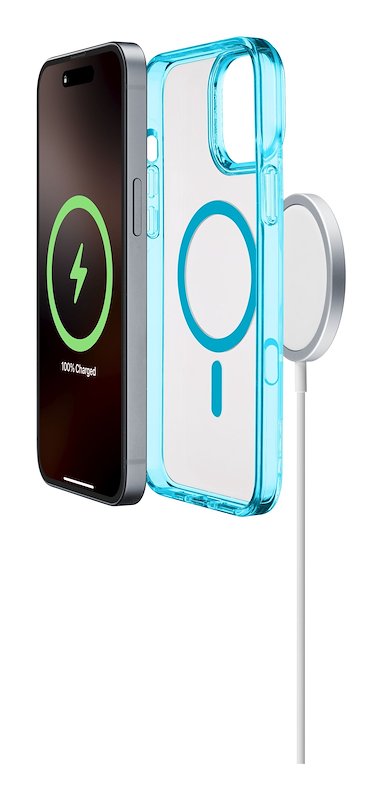 Cellularline Custodia iPhone 16 Pro Iconic Magsafe Trasparente / Azzurro