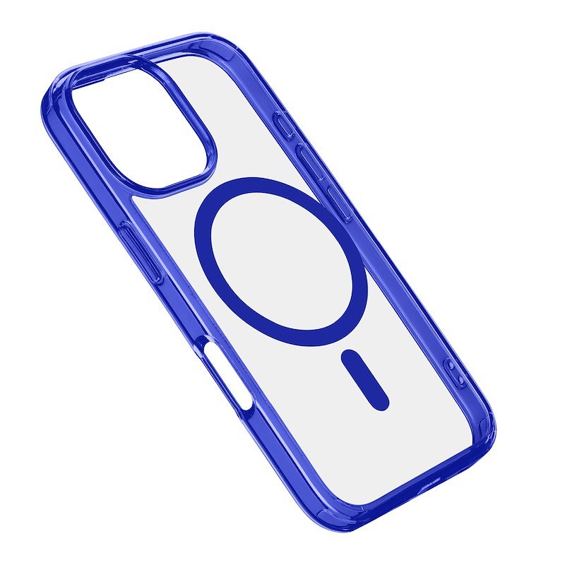 Cellularline Custodia iPhone 16 Pro Iconic Magsafe Trasparente / Blu