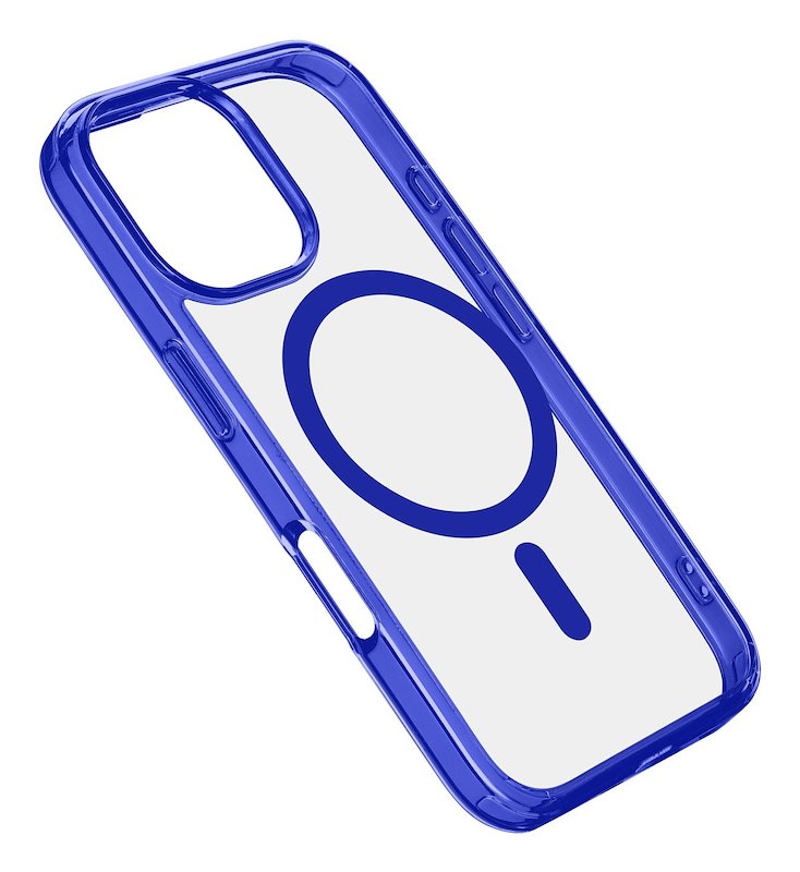 Cellularline Custodia iPhone 16 Pro Iconic Magsafe Trasparente / Blu