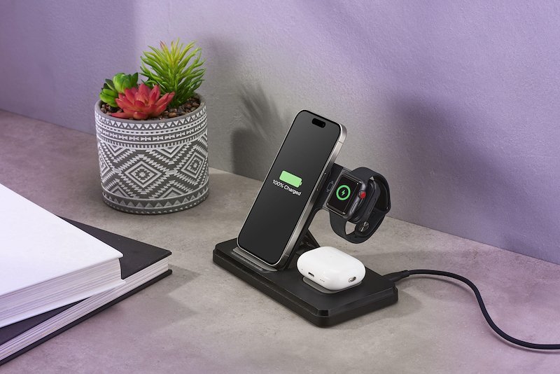 Cellularline Caricabatterie WIRESTAND3IN1FBK