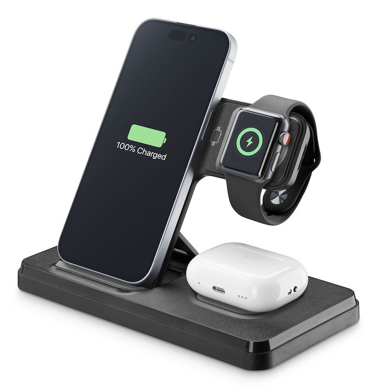 Cellularline Caricabatterie WIRESTAND3IN1FBK