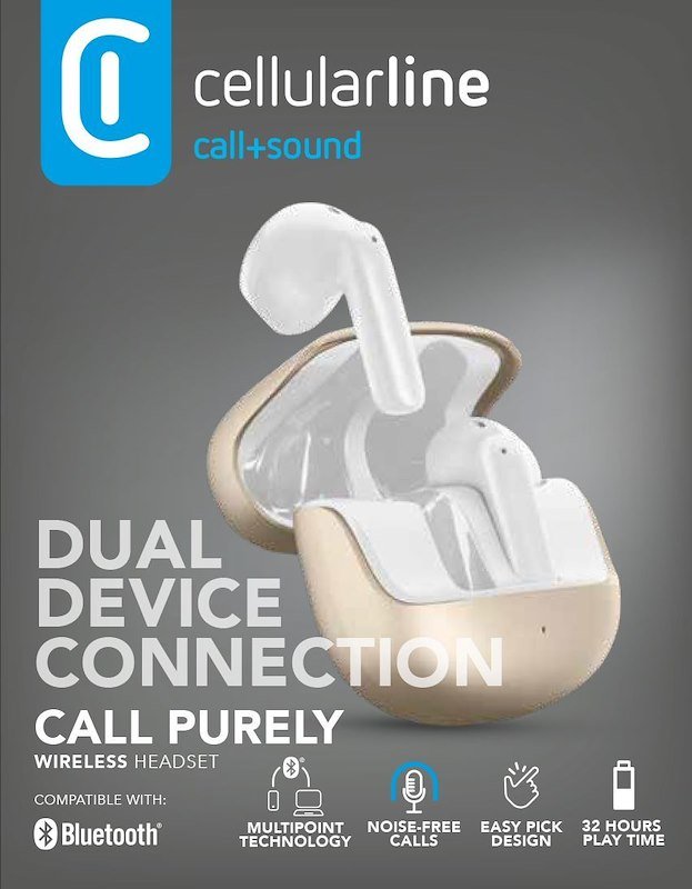 Cellularline Auricolari Bluetooth Call Purely Btpuretwsh Gold