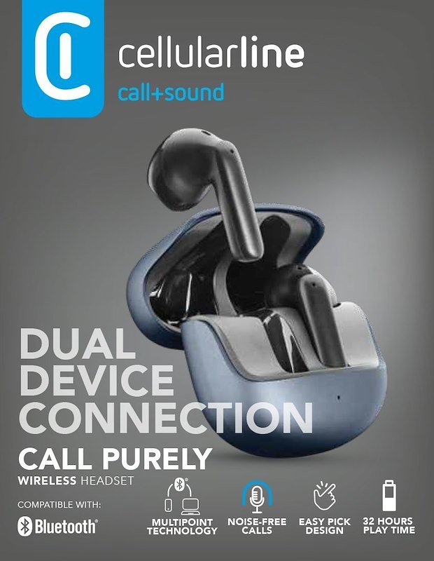 Cellularline Auricolari Bluetooth Call Purely Btpuretwsk Nero