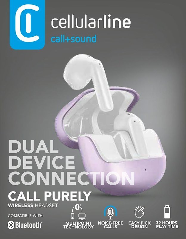 Cellularline Auricolari Bluetooth Call Purely Btpuretwsv Viola