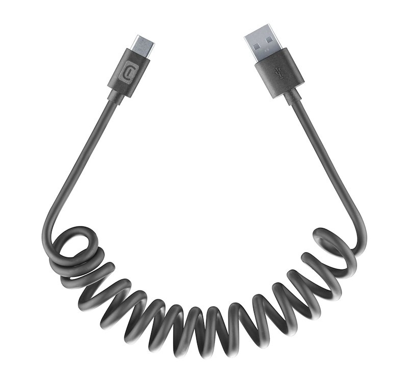 Cellularline USB to USB-C Spiral Cable Usbdatadrivea2c12k Nero