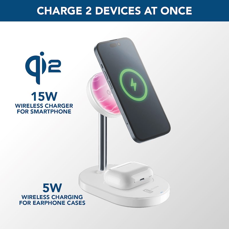 Cellularline MAG DUO Station di ricarica wireless bianco