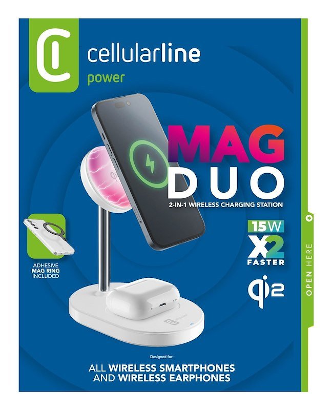 Cellularline MAG DUO Station di ricarica wireless bianco
