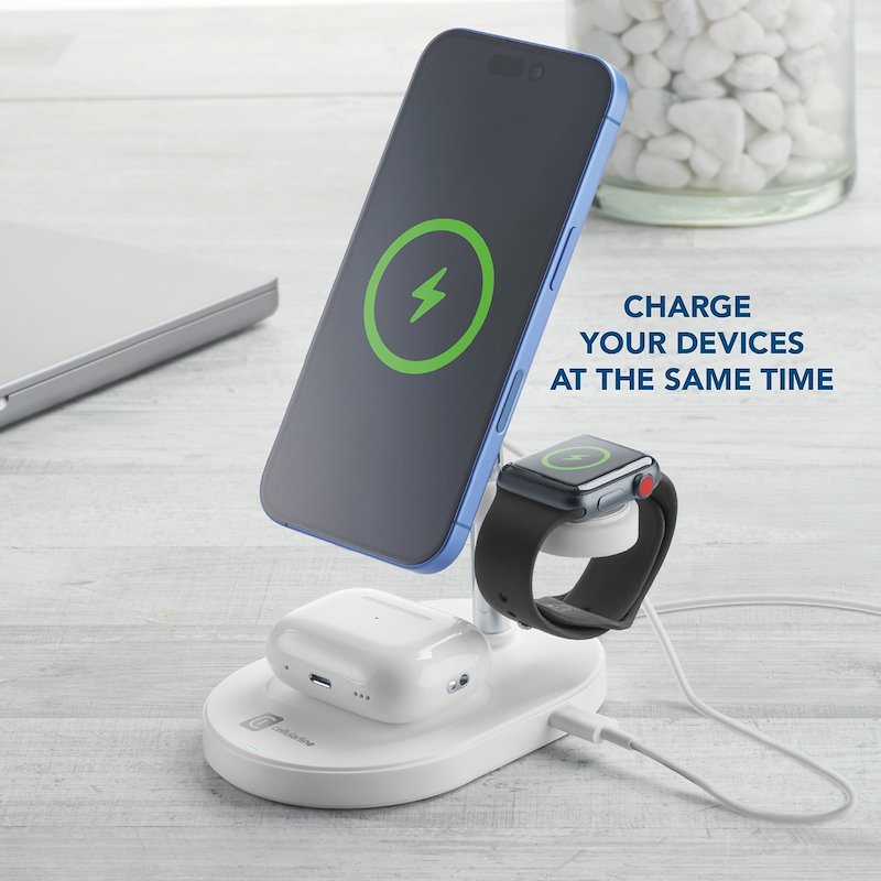 CellularLine Stazione di ricarica wireless MAG TRIO Wir3in1magqi2w