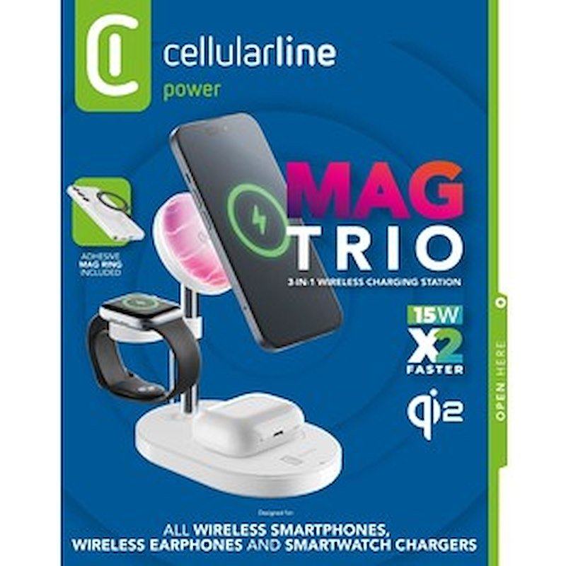 CellularLine Stazione di ricarica wireless MAG TRIO Wir3in1magqi2w