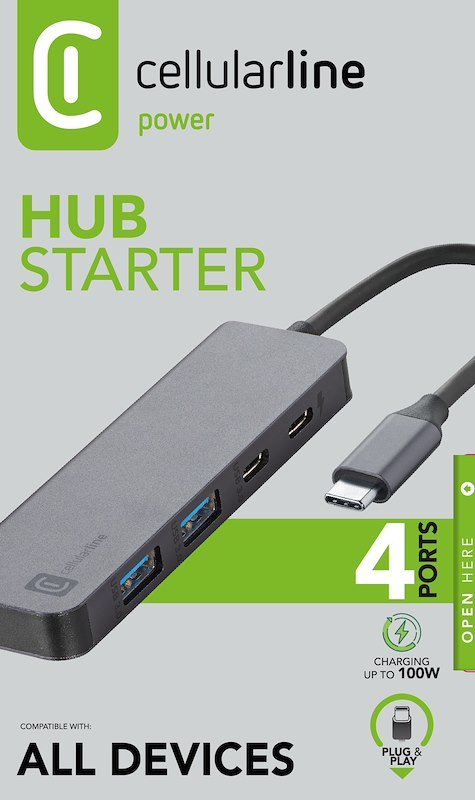 Cellularline Starter Hub Hubusbc4pd100wdk Nero