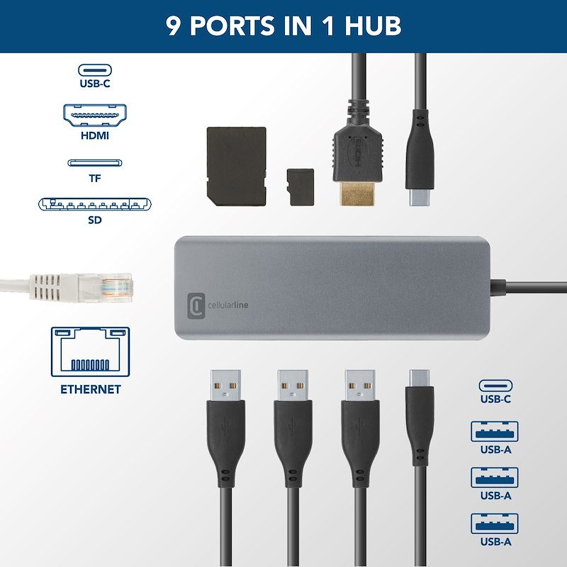 Cellularline Hub Pro Hubusbc9pd100wdk
