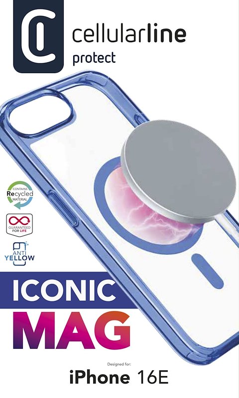Cellularline Custodia iPhone 16e/17e Iconic Mag Blu