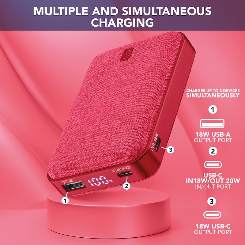 Cellularline Power Bank Glam Pbglam10000pdr rosso