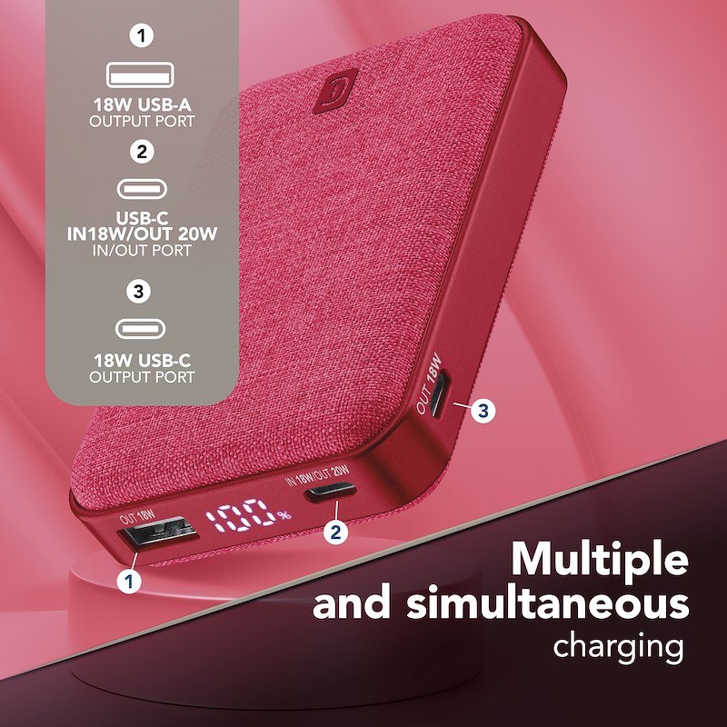 Cellularline Power Bank Glam Pbglam10000pdr rosso