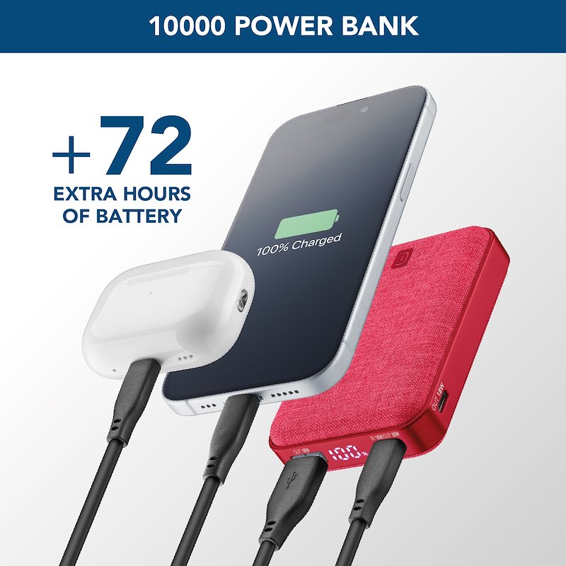 Cellularline Power Bank Glam Pbglam10000pdr rosso