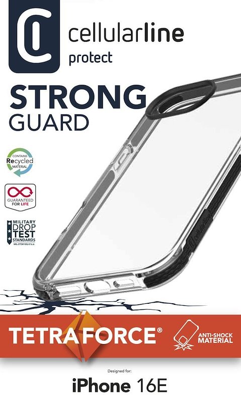 Cellularline Custodia iPhone 16e Tetra Force Strong Guard Trasparente