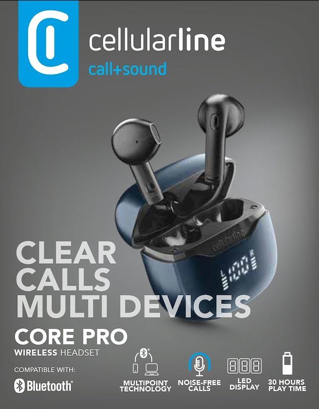 Cellularline Auricolari Bluetooth Core Pro Btcoreprotwsk Nero