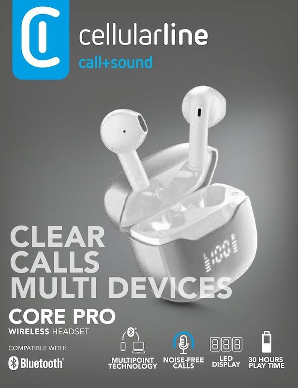 Cellularline Auricolari Bluetooth Core Pro Btcoreprotwsw Bianco
