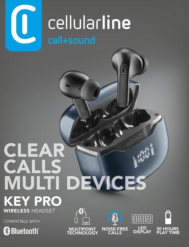 Cellularline Auricolari Bluetooth Key Pro Btkeyprotwsk Nero