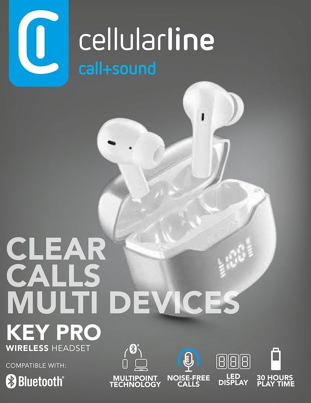 Cellularline Auricolari Bluetooth Key Pro Btkeyprotwsw Bianco