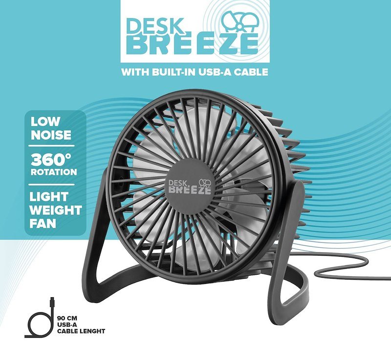 Cellularline Ventilatore portatile Desk Breeze con cavo USB Nero