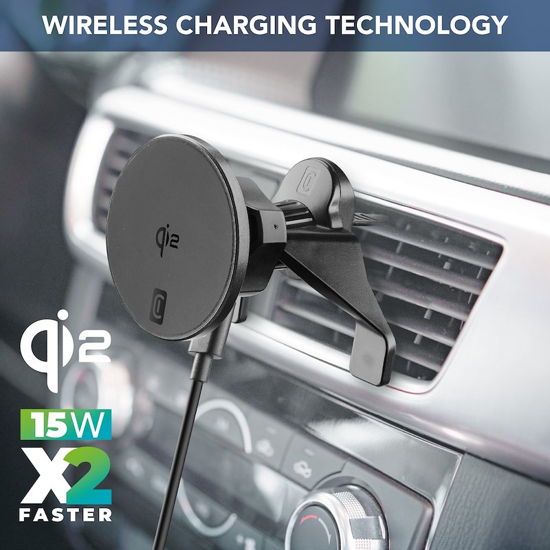 CellularLine Supporto auto magnetico Mag Qi2 Wireless Holder Nero