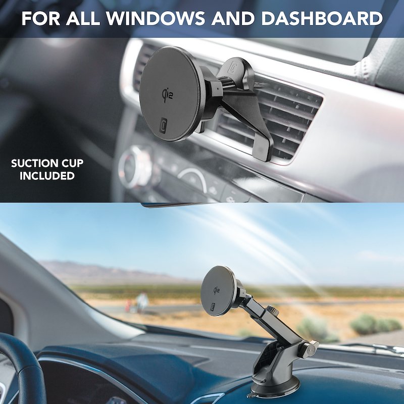 CellularLine Supporto auto magnetico Mag Qi2 Wireless Holder Nero