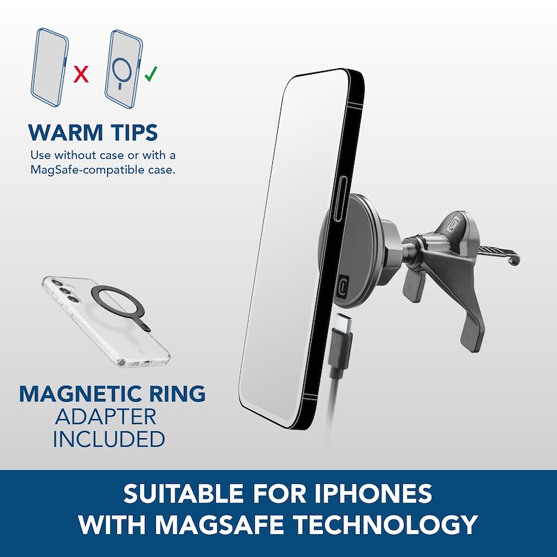 CellularLine Supporto auto magnetico Mag Wireless Charging Holder Nero