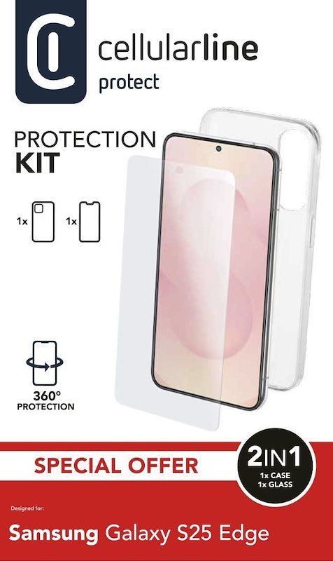 Cellularline Custodia Galaxy S25 Edge Protection Kit Trasparente