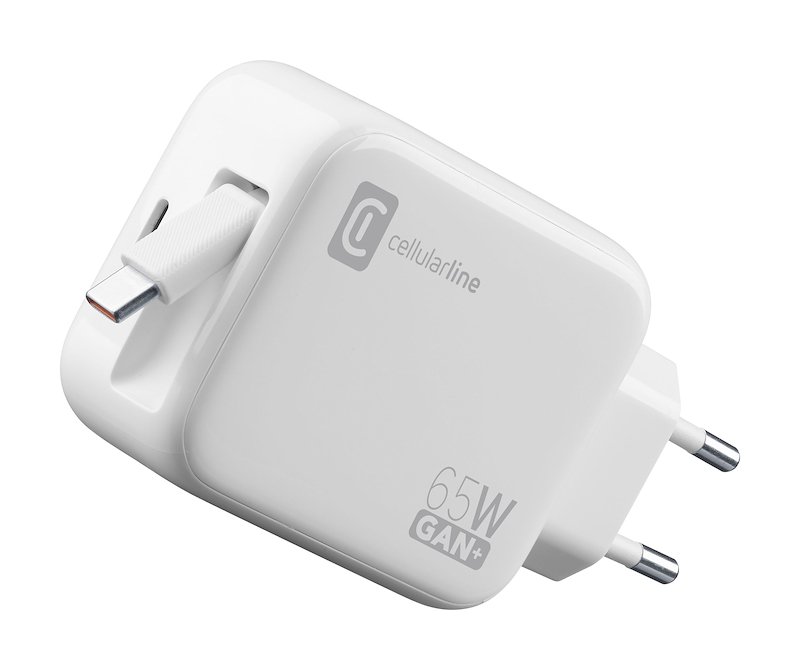 Cellularline Caricabatterie da rete Retractable Power 65W Achrollusbcgan65ww