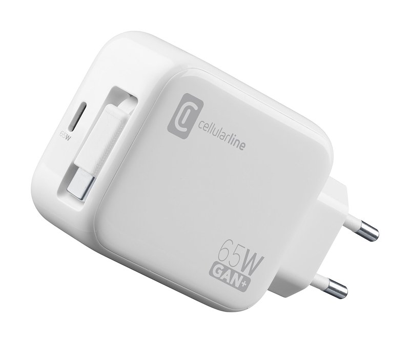 Cellularline Caricabatterie da rete Retractable Power 65W Achrollusbcgan65ww