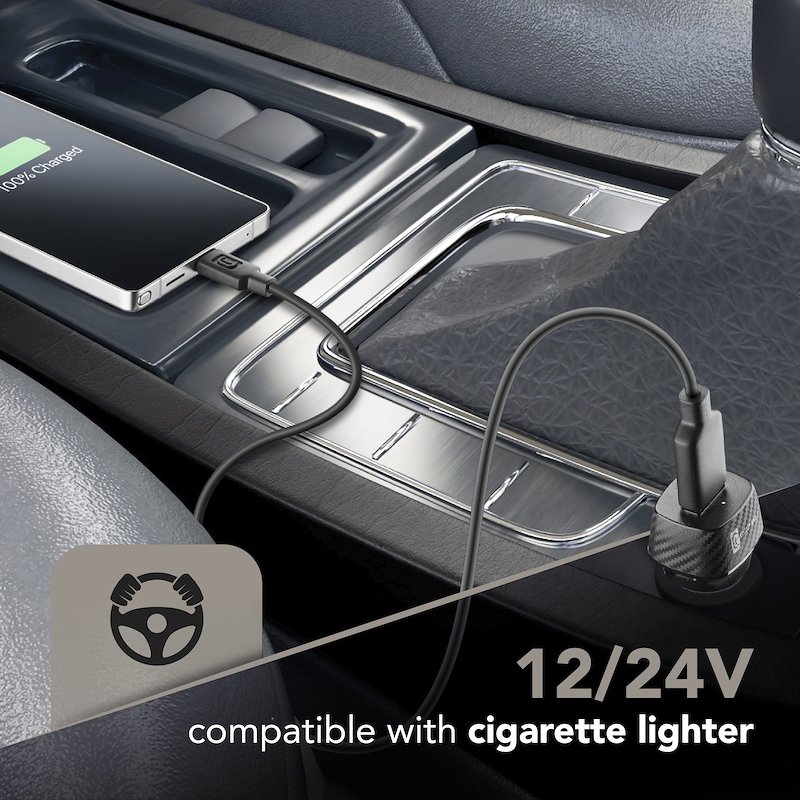 Cellularline Caricabatterie da Auto Cbrkit18wtyck nero