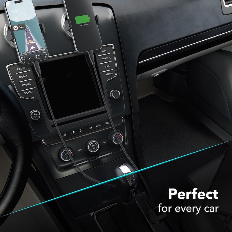 Cellularline Retractable Car Charger Caricabatterie da auto 65W Cbrroll2usb60wk Nero