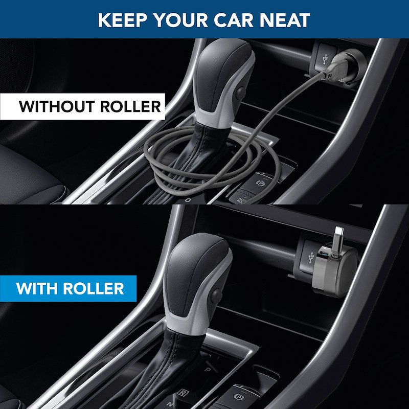 Cellularline Retractable Car Charger Caricabatterie da auto 65W Cbrroll2usb60wk Nero