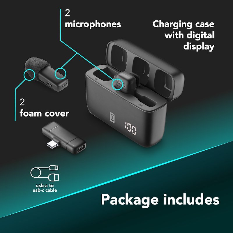 Cellularline Talk Pro Kit di due microfoni e un ricevitore Nero