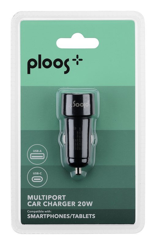 Cellularline Caricabatterie da auto PLOOS - AUTO CHARGER DUAL 20W USB + USB-C Plcbr2usbpd20wk