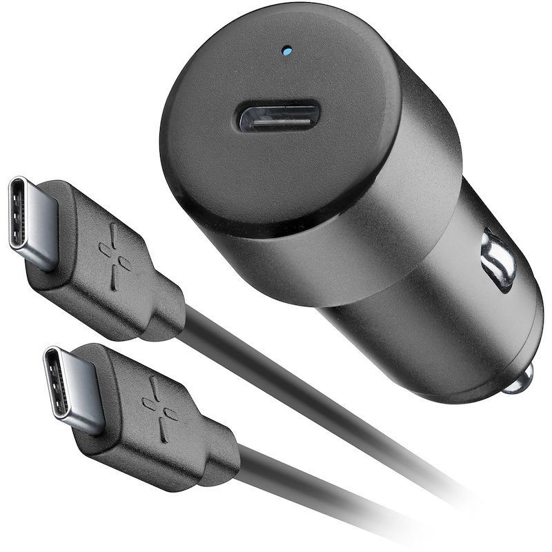 Cellularline Caricabatterie da auto PLOOS - AUTO KIT USB-C TO USB-C 20W Plcbrkitctoc20wk