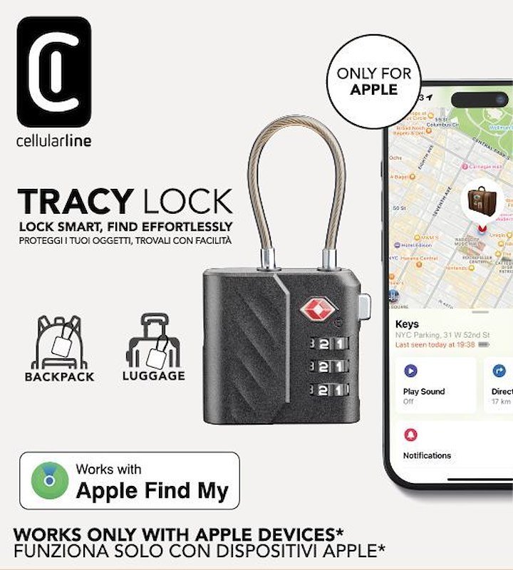 Cellularline Tracy Lock Lucchetto smart con Apple Dov’è