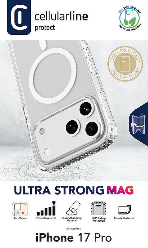 Cellularline Custodia iPhone 17 Pro Ultra Strong Magsafe Trasparente