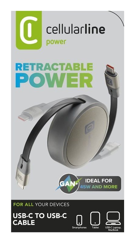 Cellularline Cavo USB-C/USB-C retraibile Usbdataroller5a1mk