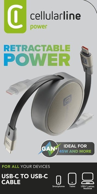 Cellularline Cavo USB-C/USB-C retraibile Usbdataroller5a1mk