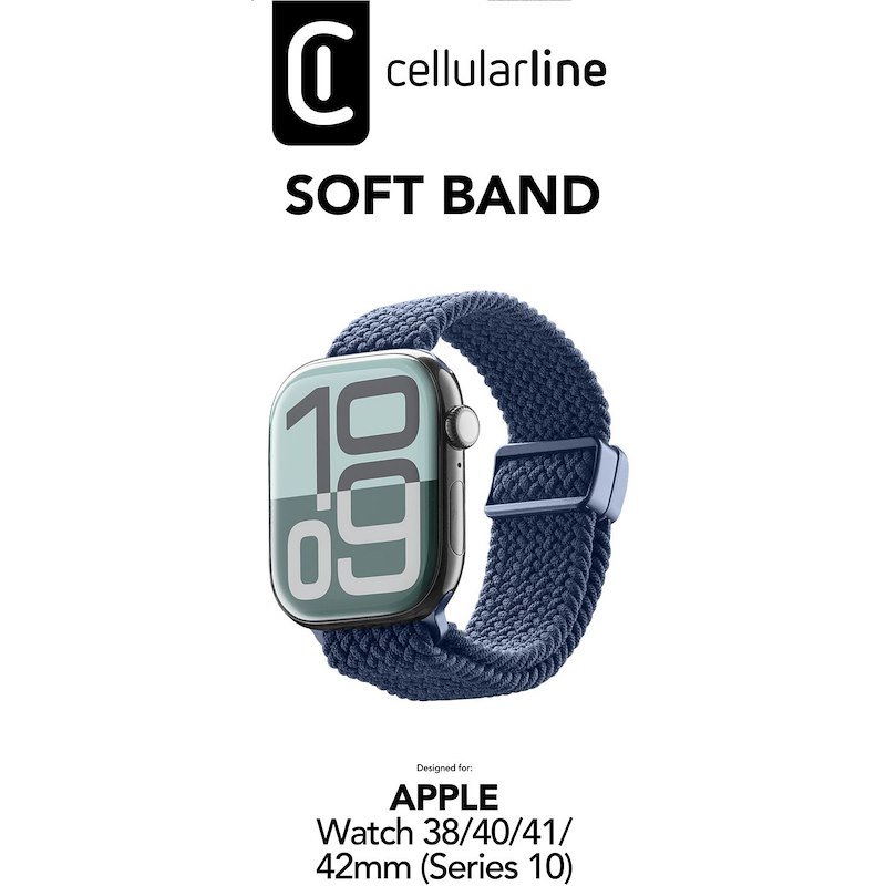 Cellularline Cinturino Soft Band Apple Watch 38/40/41/42 (SERIES 10/11) Blu