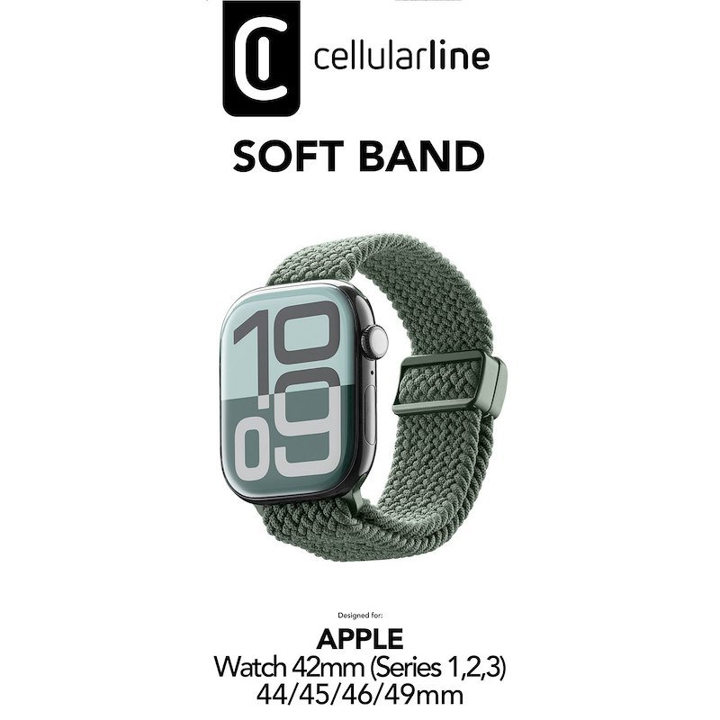 Cellularline Soft Band - Apple Watch 42 (S.1-2-3)/44/45/46/49 mm Softappwatch4244g Verde