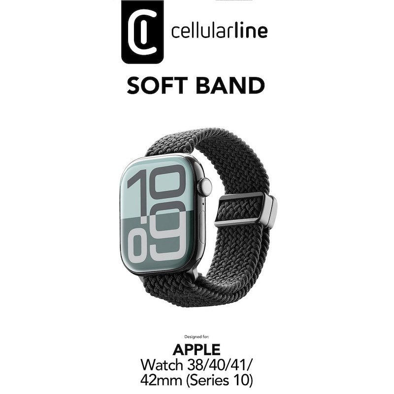 Cellularline Cinturino Soft Band Apple Watch 38/40/41/42 (SERIES 10/11) Nero