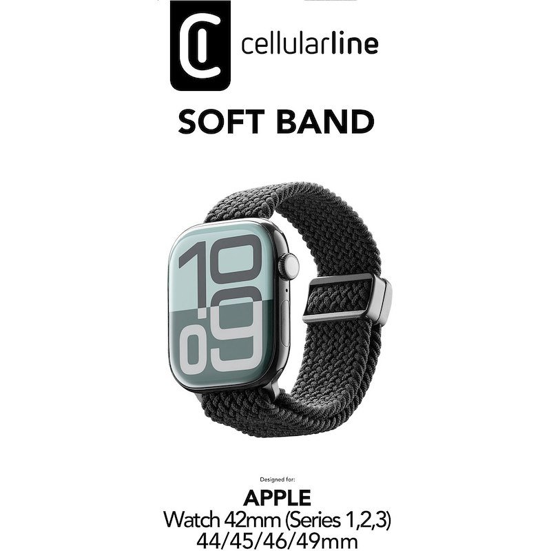 Cellularline Soft Band - Apple Watch 42 (S.1-2-3)/44/45/46/49 mm Softappwatch4244k Nero