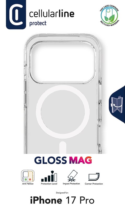 Cellularline Custodia iPhone 17 Pro Gloss Magsafe Trasparente
